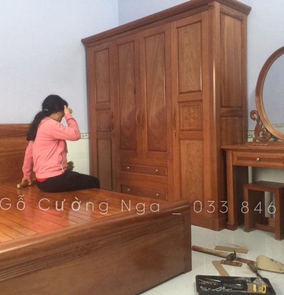 Bộ phòng ngủ gỗ xoan đào giao khách ( Bình Mỹ - Quận 12 )