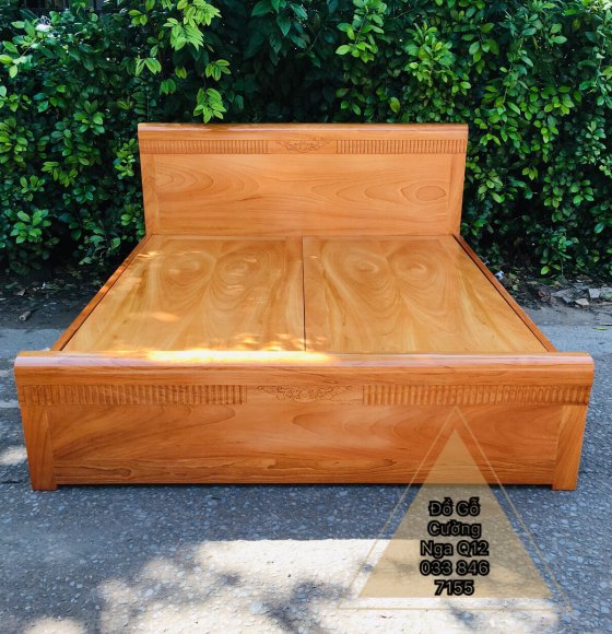 Giường Gỗ Gõ Đỏ  Mẫu Gân - Phản Liền 