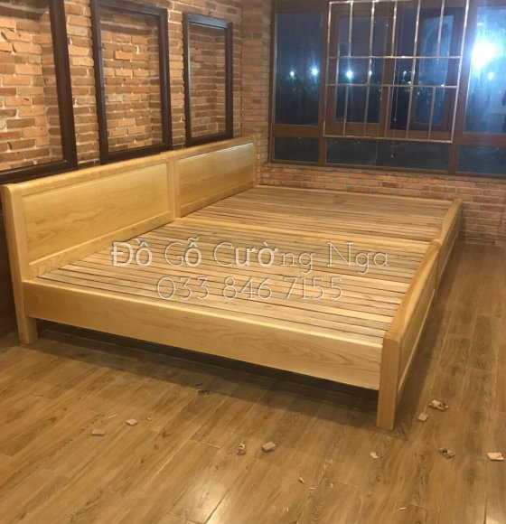 Bộ phòng ngủ giường tủ áo gỗ Sồi Nga giao khách sạn tại Quang Trung 