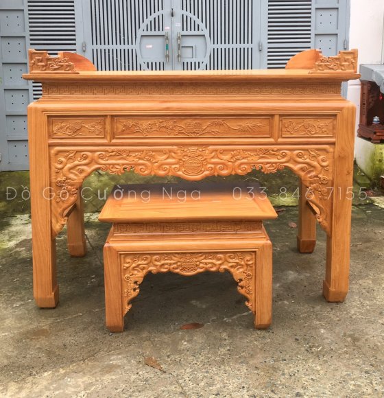 Bàn Thờ Án Gian Gỗ Gõ Đỏ Mẫu Như Ý - 1m75 