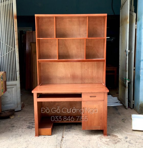 Bàn Học Sinh Gỗ Xoan Đào Cao Cấp Có Kệ Giá Sách