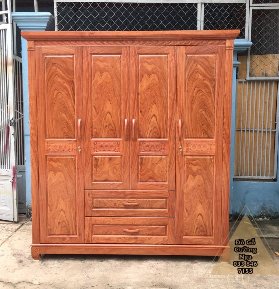 Tủ quần áo gỗ hương đá 4 cánh 2m TA 10.2