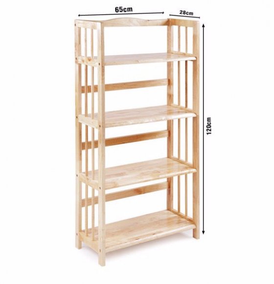 Kệ Sách Đứng 4 Tầng x 650 Gỗ Cao Su 