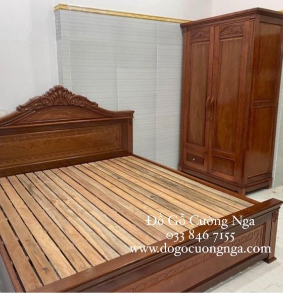 Bộ Giường Tủ Quần Áo Phòng Ngủ Gỗ Xoan Đào Cao Cấp