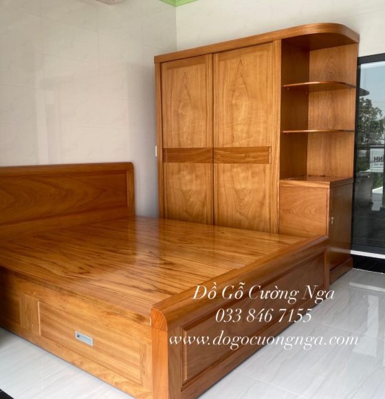Tủ Quần Áo Gỗ Gõ Đỏ 2m Cửa Lùa Hiện Đại