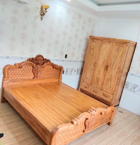 Combo phòng ngủ gỗ gõ đỏ giao khách hàng tại Gò Vấp 