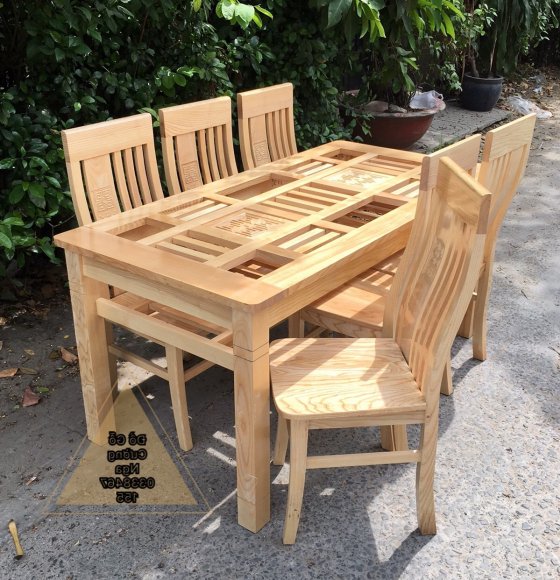 Bộ Bàn Ăn 6 Ghế 1m6 Gỗ Sồi Nga - Mẫu Dàn Che 
