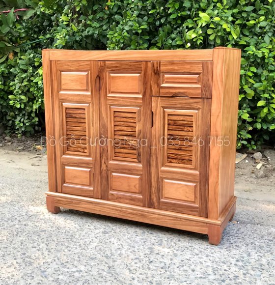 Tủ Giày Dép Gỗ Hương Xám 3 Cánh Cao Cấp 