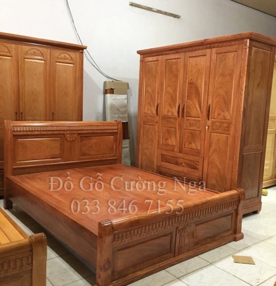 Bộ giường tủ quần áo gỗ Hương Đá giao khách quận 7 