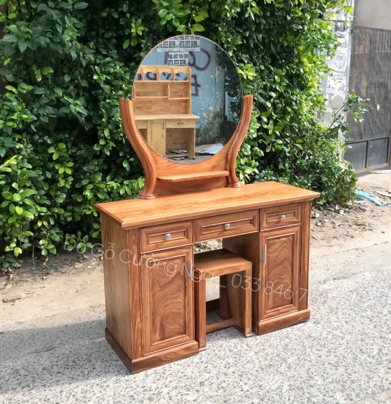 Bàn Trang Điểm Gỗ Hương Xám 1m1 - Gường Tròn
