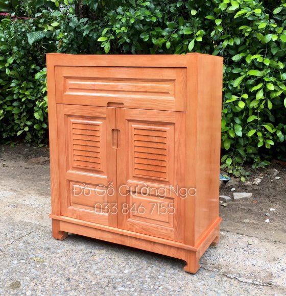 Tủ Giày Dép Gỗ Sồi Nga 2 Cánh Lá Sách