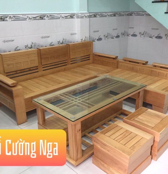 Bộ sofa gỗ sồi đức( Beck ) 2mx1m8 giao khách Quận 12 