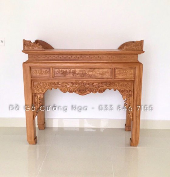 Bàn Thờ Gỗ Gõ Đỏ 1m27 - Chân 10 