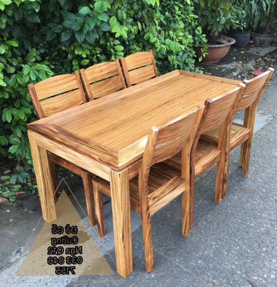 Bộ Bàn Ăn Mẫu Tựa Cong - Gỗ Hương Xám 6 Ghế 