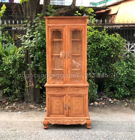 Tủ Rượu Vuông 80cm Gỗ Gõ Đỏ 