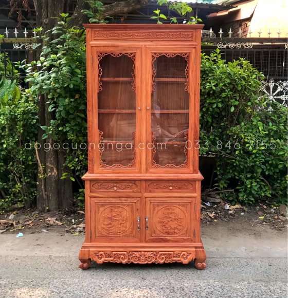 Tủ Rượu Gỗ Hương Đá Vuông 1m 