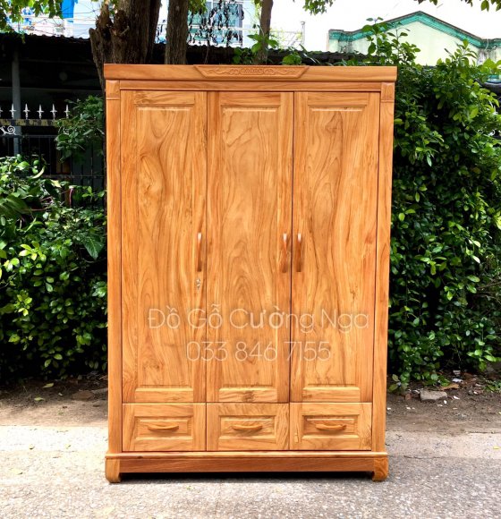 Tủ Áo Gỗ Gõ Đỏ 3 Cánh - 1m6 ( Hàng Đặt )