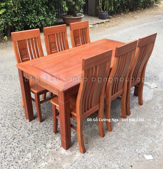 Bộ Bàn Ăn 6 Ghế Gỗ Xoan Đào Hiện Đại 