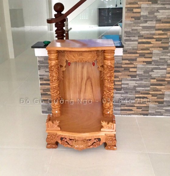 Bàn Thờ Ông Địa - Thần Tài Gỗ Gõ Đỏ 60x88 Giao Khách Quận 12 