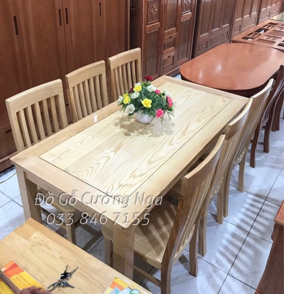 Bộ bàn ăn 6 ghế gỗ sồi nga - Ghế Năm Lan 