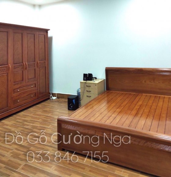 Bộ phòng ngủ giường tủ quần áo gỗ sang trọng giao khách - Gò Vấp 