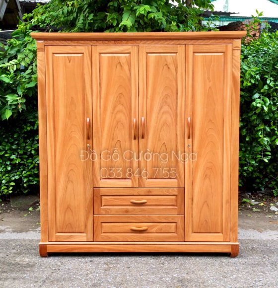 Tủ quần áo gỗ gõ đỏ 4 cánh  2m TA 0.98