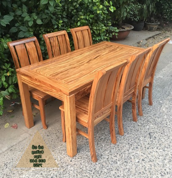 Bộ Bàn Ghế Ăn 6 Ghế Gỗ Hương Xám 