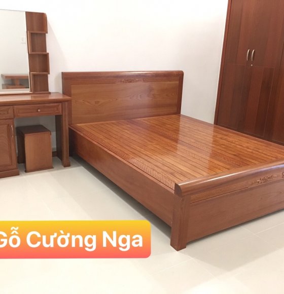 Bộ phòng ngủ gỗ xoan đào giao khách hàng Quận 12