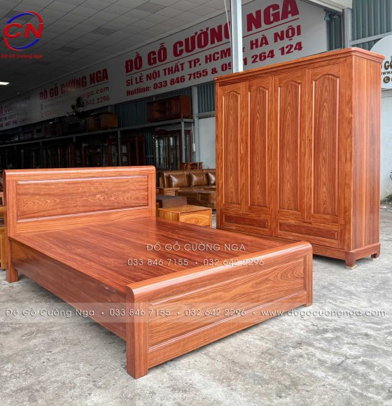 Combo Phòng Ngủ Gỗ Cẩm Vân 3 Chi Tiết Thiết Kế Tối Giản