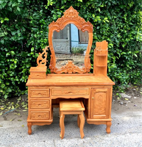 Bàn Trang Điểm Gỗ Gõ Đỏ 1m1 - Nữ Hoàng 2