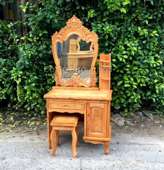 Bàn Trang Điển Gỗ Gõ Đỏ 80cm Nữ Hoàng 2 