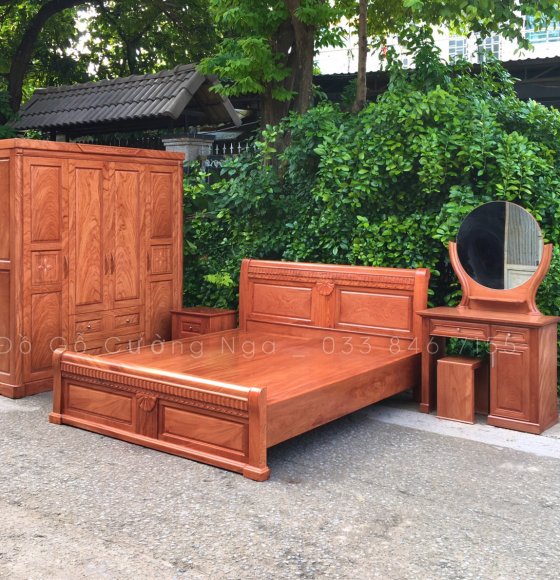 Bộ Combo Phòng Ngủ Gỗ Hương Đá - Hoa Thị