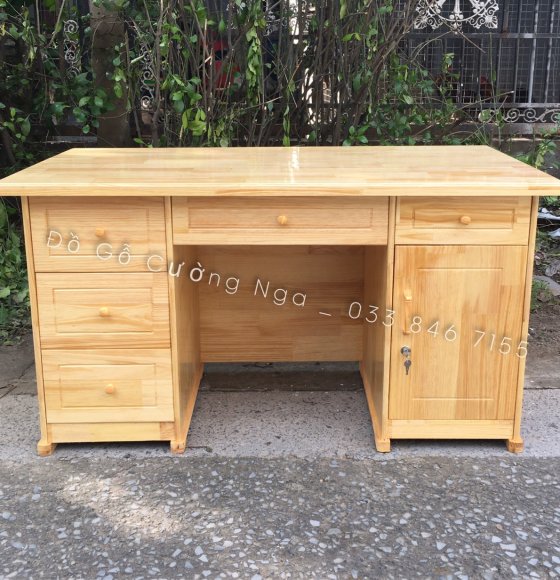 Bàn Làm Việc Gỗ Thông 1m4