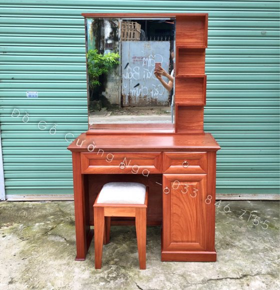 Bàn Trang Điểm Gỗ Hương Đá 90cm - Mẫu ZicZac