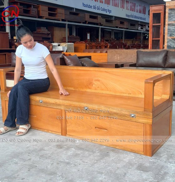 Giường Gấp Gỗ Gõ Đỏ 2 Ngăn Kéo Thiết Kế Kiểu Mới