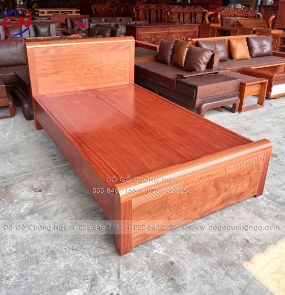 Giường Gỗ Xoan Đào 1m2 Phản Liền Mẫu Chỉ Hoa