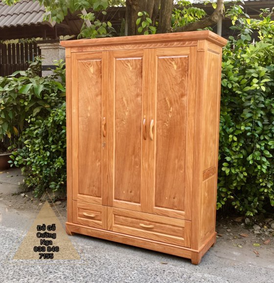 Tủ Áo Gỗ Đinh Hương 3 Cánh Trơn  - 1m6