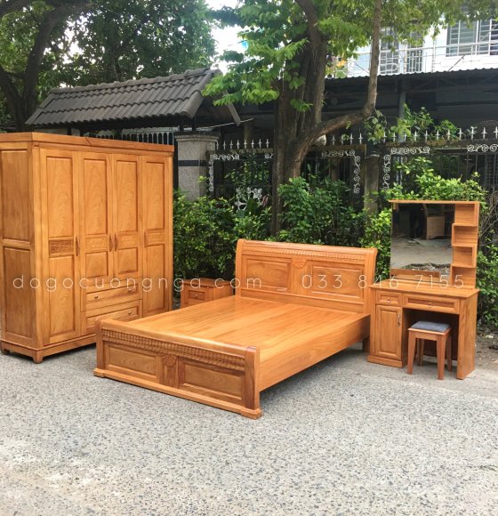 Combo phòng ngủ gỗ gõ đỏ GĐ 0.18