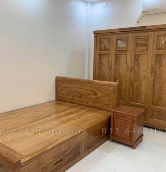 Combo phòng ngủ gỗ Hương Xám bàn giao trả khách 