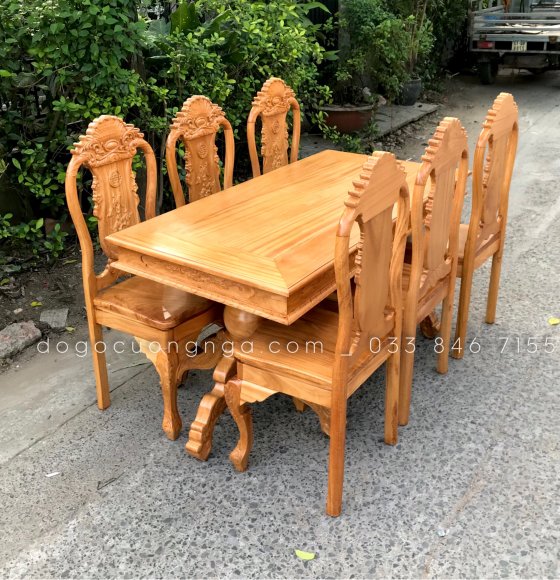 Bộ Bàn Ăn 6 Ghế Gỗ Gõ Đỏ Cao Cấp 