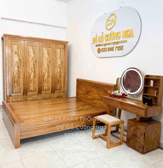 Combo Phòng Ngủ Gỗ Hương Xám 3 Chi Tiết Hiện Đại Cao Cấp