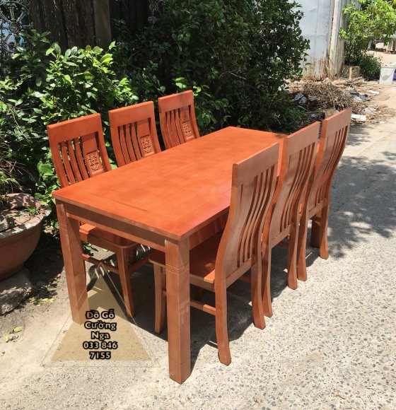 Bộ Bàn Ăn Mặt Liền Gỗ Sồi Nga 6 Ghế Giá Rẻ