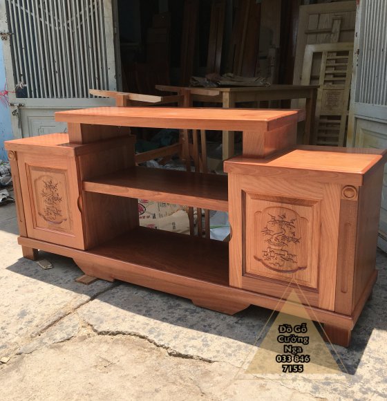 Kệ Tivi Gỗ Xoan Đào - Mẫu Mâm 1m6 