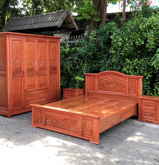 Bộ combo giường tủ gỗ hương đá 175.2