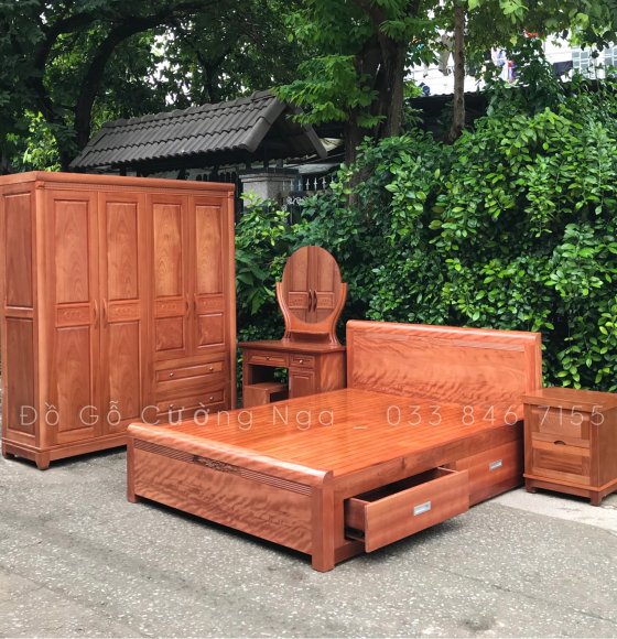 Combo phòng ngủ gỗ xoan đào XĐ 0.32