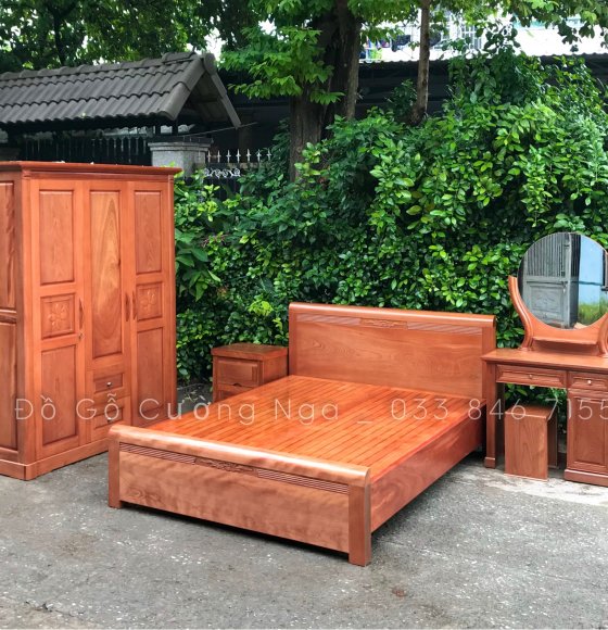 Combo phòng ngủ gỗ xoan đào XĐ 0.18
