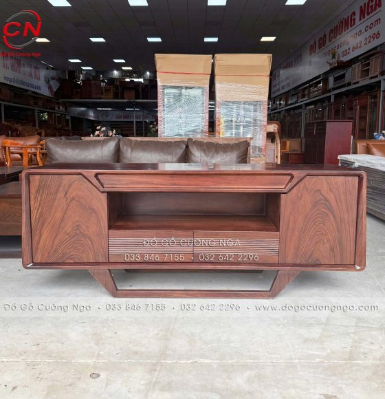 Kệ Tivi Gỗ Óc Chó 1m8 Chân Cong Hiện Đại