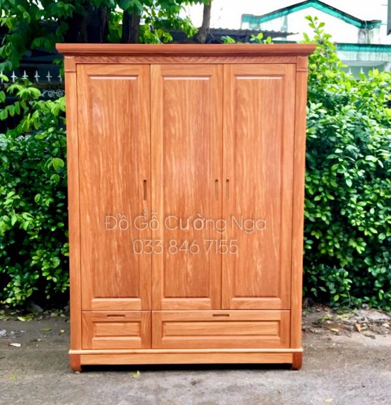 Tủ Áo Gỗ Đinh Hương 3 Cánh 1m6 Mẫu Trơn 