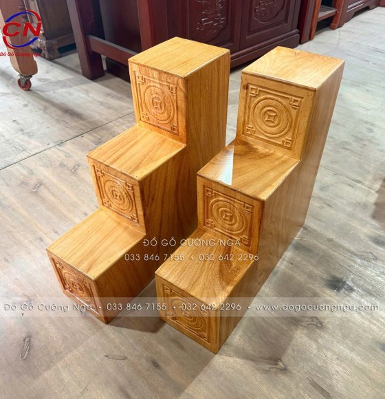 Bậc Tam Cấp Gỗ Gõ Đỏ 16cm