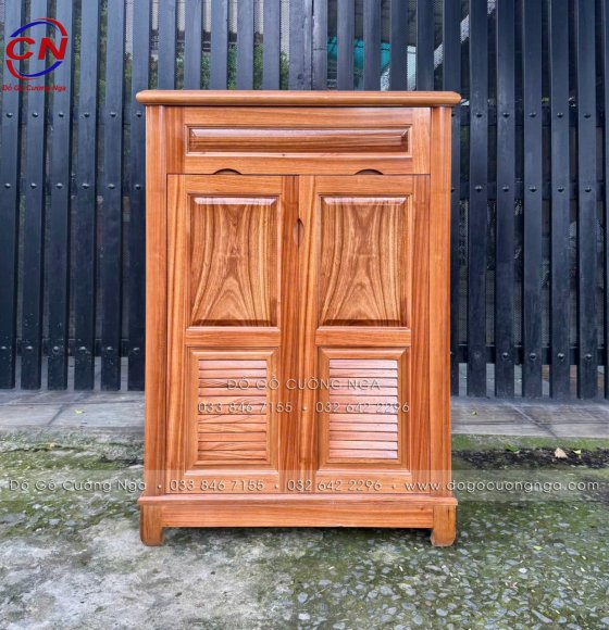 Tủ Giày Gỗ Hương Xám 2 Cánh 80cm Nhỏ Gọn 